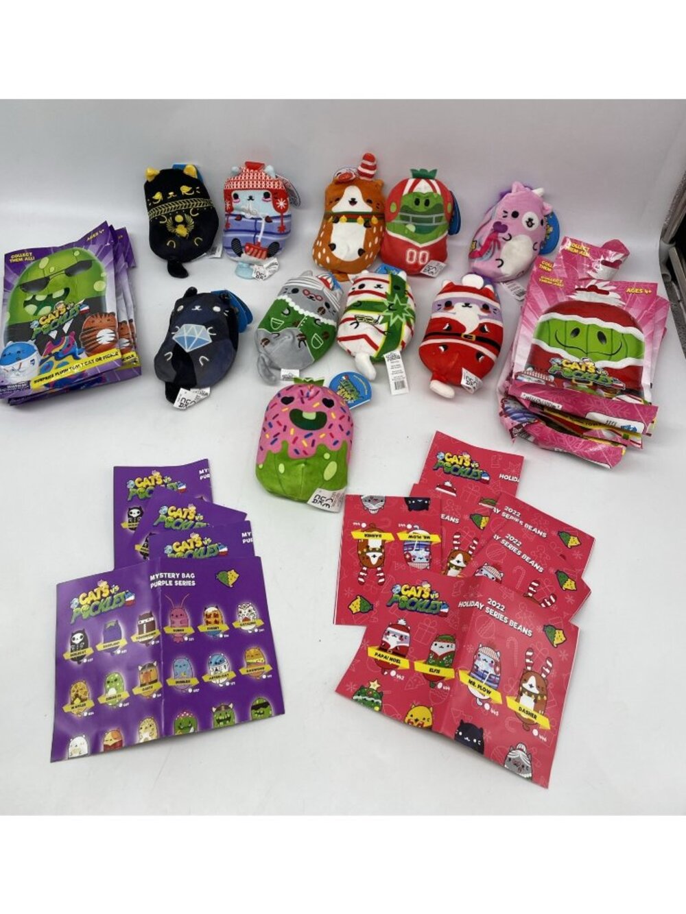 2022 Cats Vs Pickles Purple Series And Holiday Plush Lot All Tags W/Bags & Paper